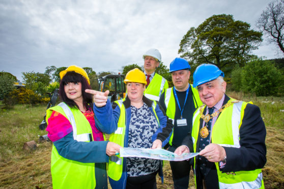 Councillor Julie Bell, Kathleen Band (Secretary of Newtyle and Eassie Community Council), Councillor Angus Macmillan Douglas (Deputy Council Leader), Councillor Tommy Stewart and Provost Ronnie Proctor.