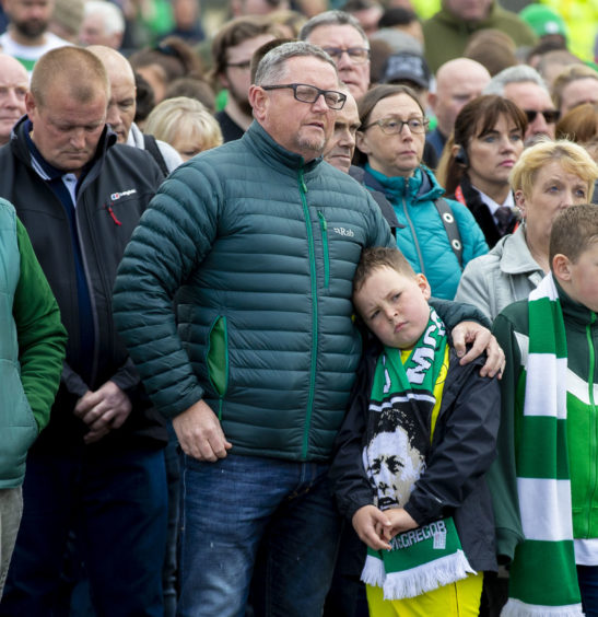 Mourners gather at Celtic Park to pay respects to their legendary European Cup winning captain Billy McNeill as his funeral takes place in Glasgow