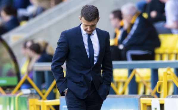 Jim McIntyre on the touchline at Livingston.