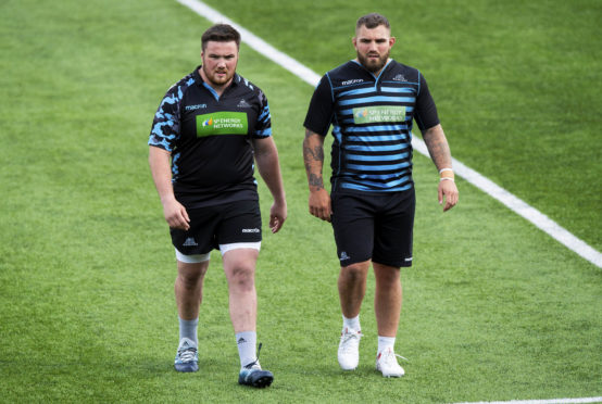 Glasgow Warriors props Zander Fagerson (L) and Jamie Bhatti.