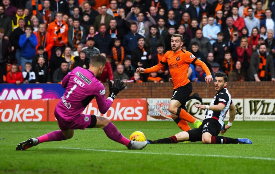 Paul McMullan had the best chance of the first half but saw his low shot saved.