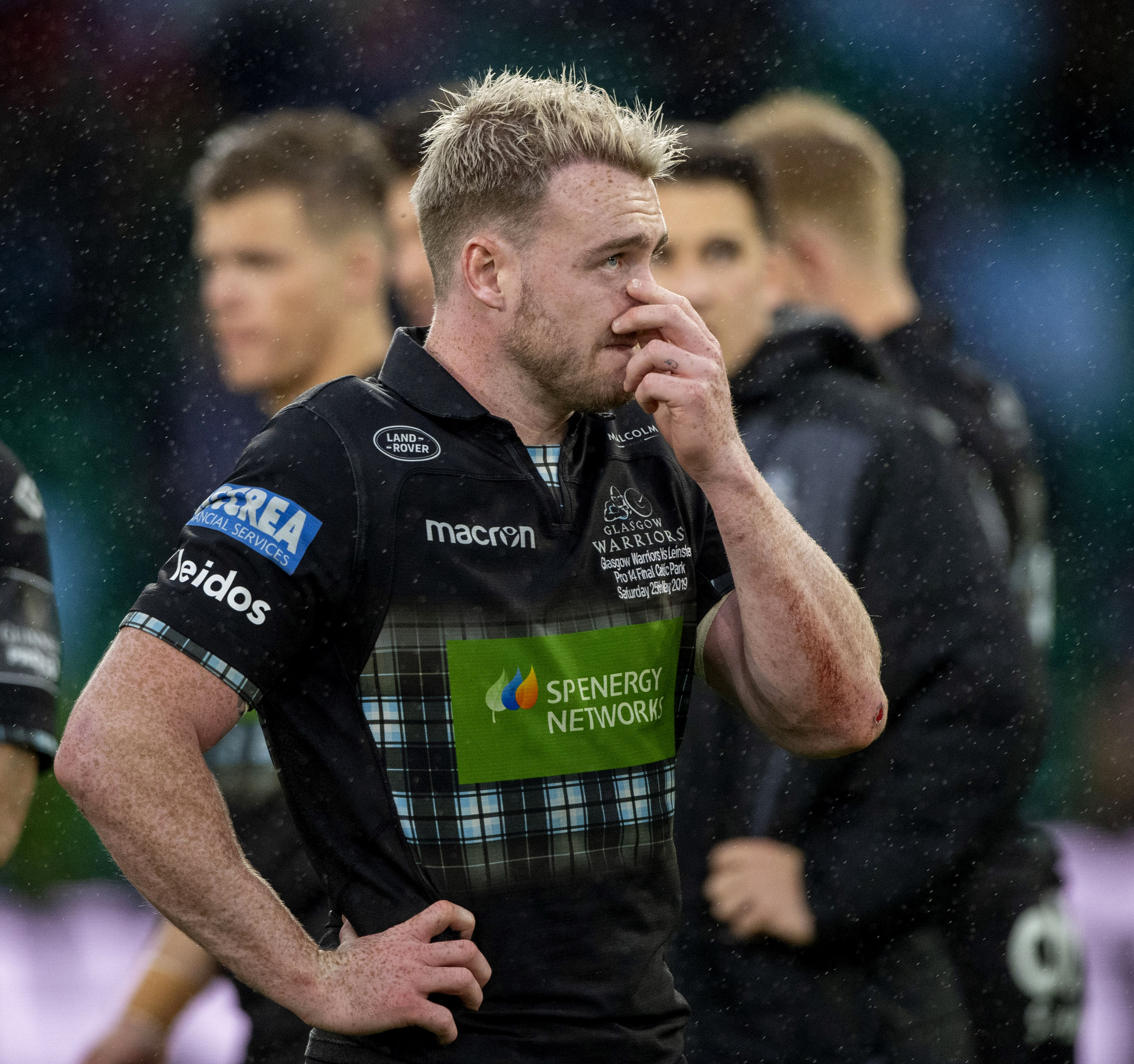 Stuart Hogg struggles with his emotions at the end of the PRO14 final.