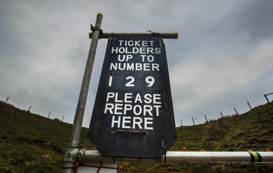 A sign at Gaping Gill, the largest cavern in Britain, situated in Yorkshire Dales National Park, ahead of its opening the public next weekend.