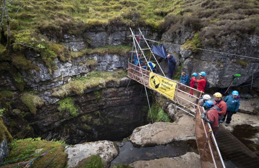 The entrance to Gaping Gill, the largest cavern in Britain, situated in Yorkshire Dales National Park, ahead of its opening the public next weekend.