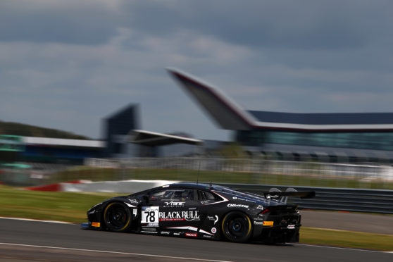 Sandy Mitchell in the Black Bull Whisky Lamborghini Huracan