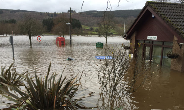 Flooding in Aberfeldy following Storm Frank in December 2015.