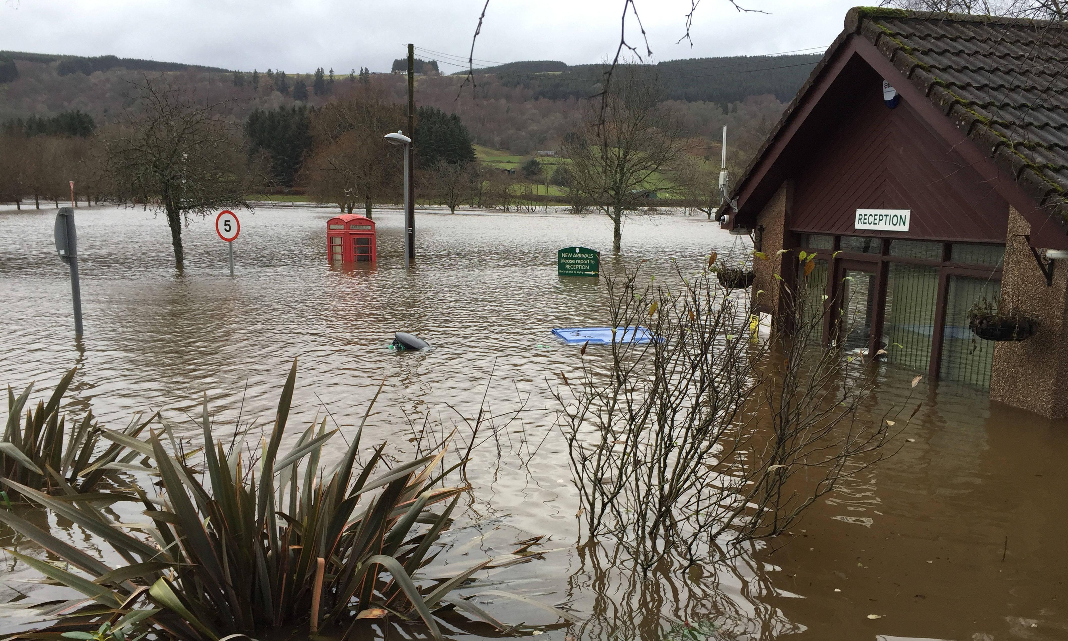Flooding in Aberfeldy following Storm Frank in December 2015.