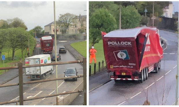 The damaged lorry.