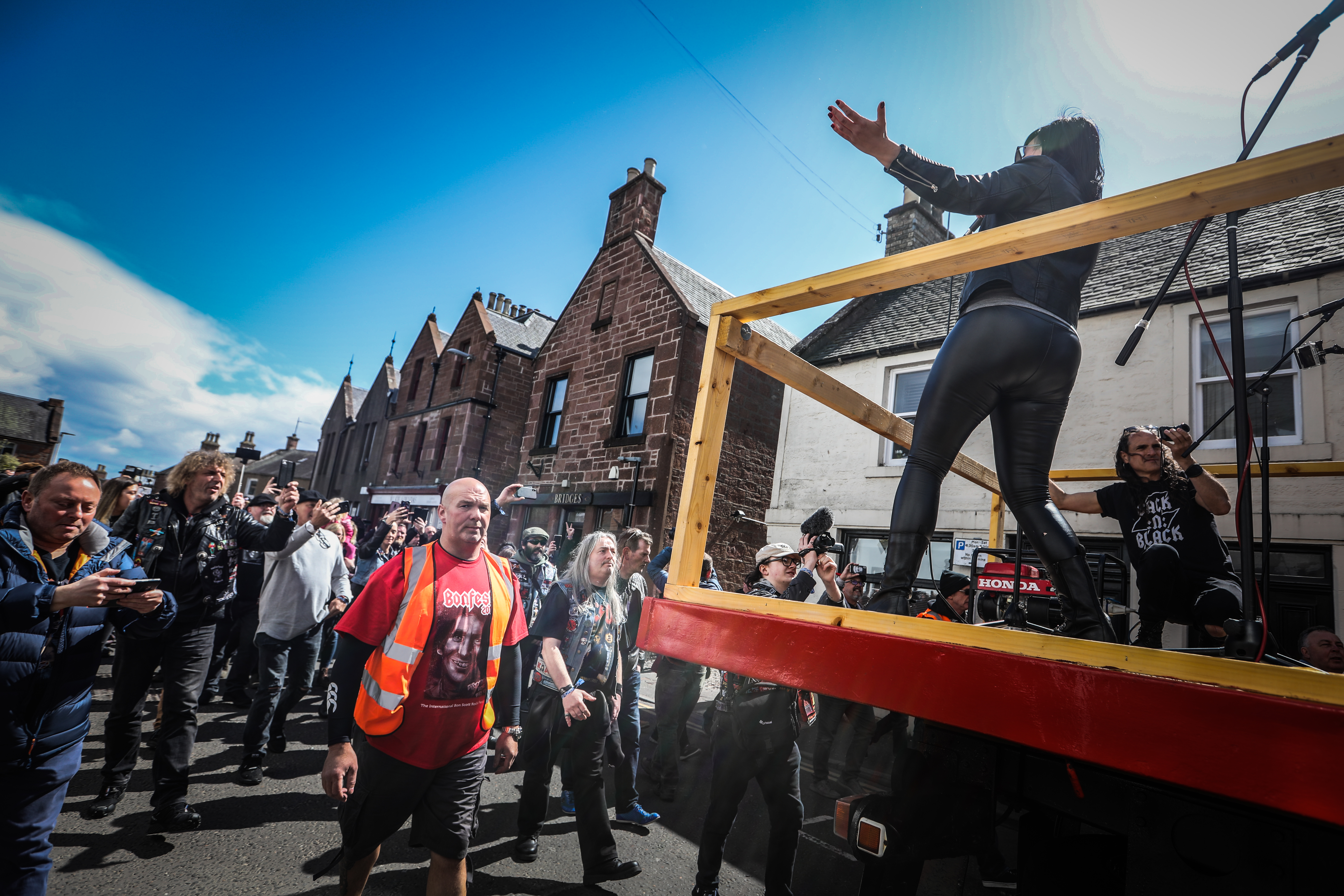 'Back N Black' on the 2019 Long Way To The top float which drives through the town centre.