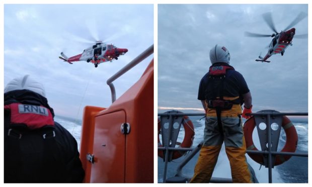 The UK Coastguard helicopter at the scene near Montrose.