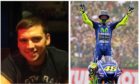 Steven Donaldson, left, and one of his motoring heroes Valentino Rossi, right.