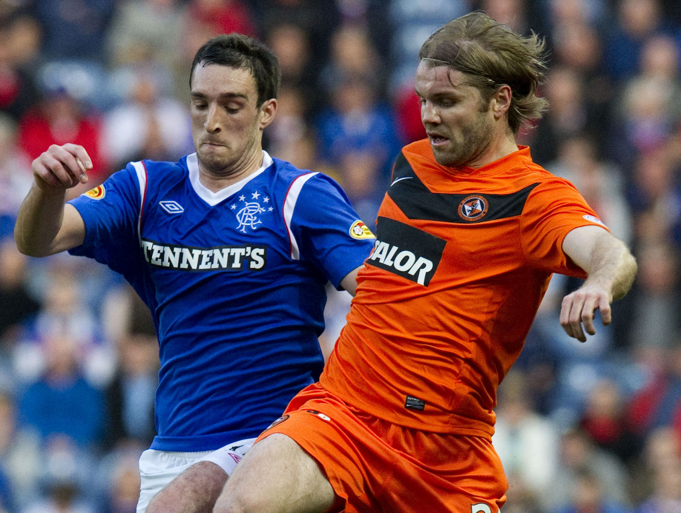 Lee Wallace and Robbie Neilson in opposition.