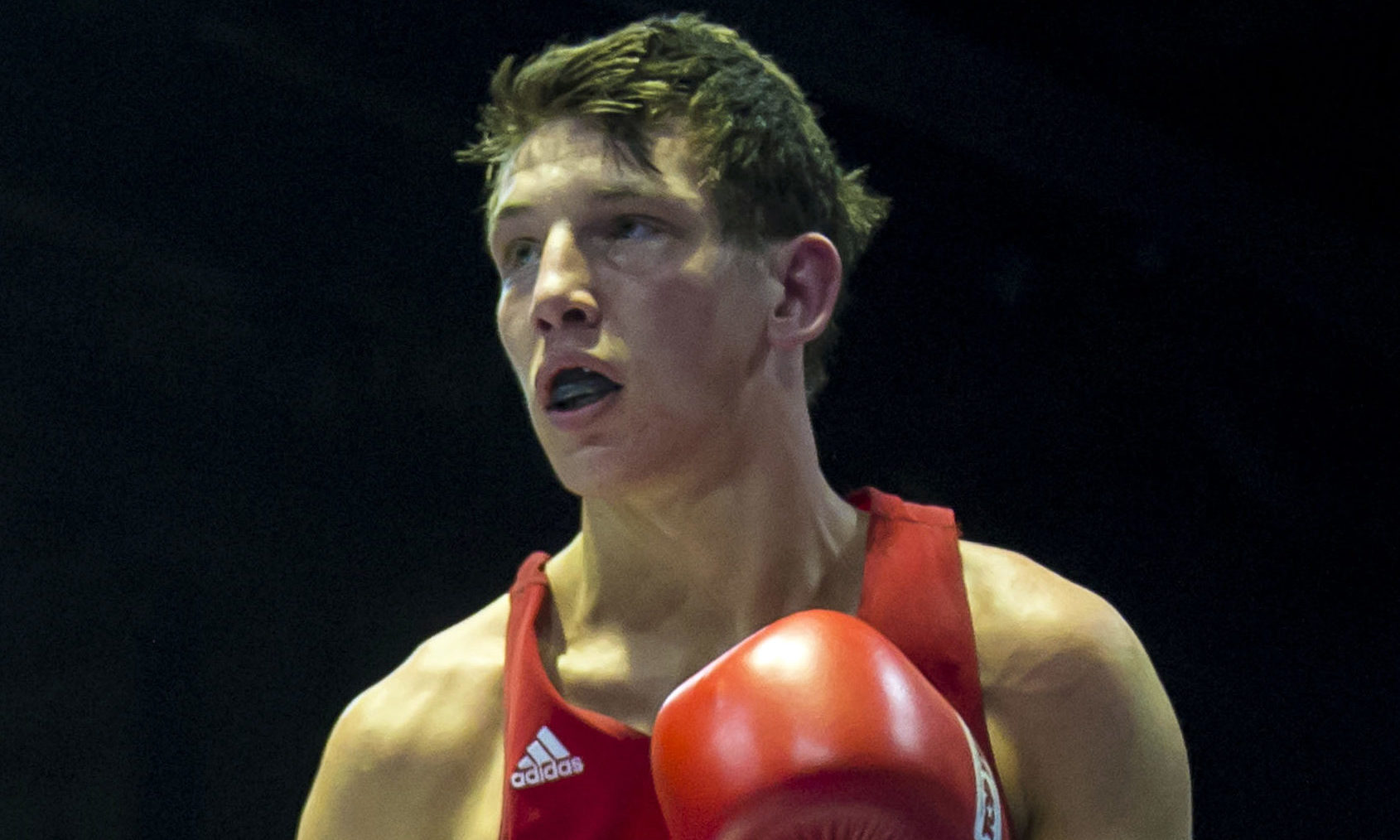 Connor Law during a fight in the Emirates Arena in Glasgow in 2014.