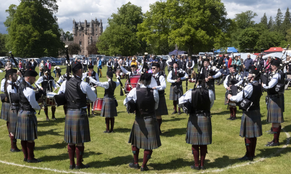 Stockbridge Pipe Band perform in the competition.