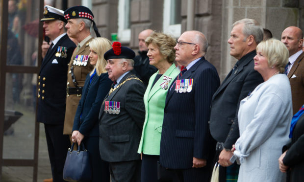 An event at Forfar’s Town & County Hall at an event to launch Armed Forces Day.