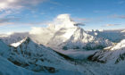 Nanda Devi, a two-peaked massif in the Himalayas, Uttarakhand State, India.