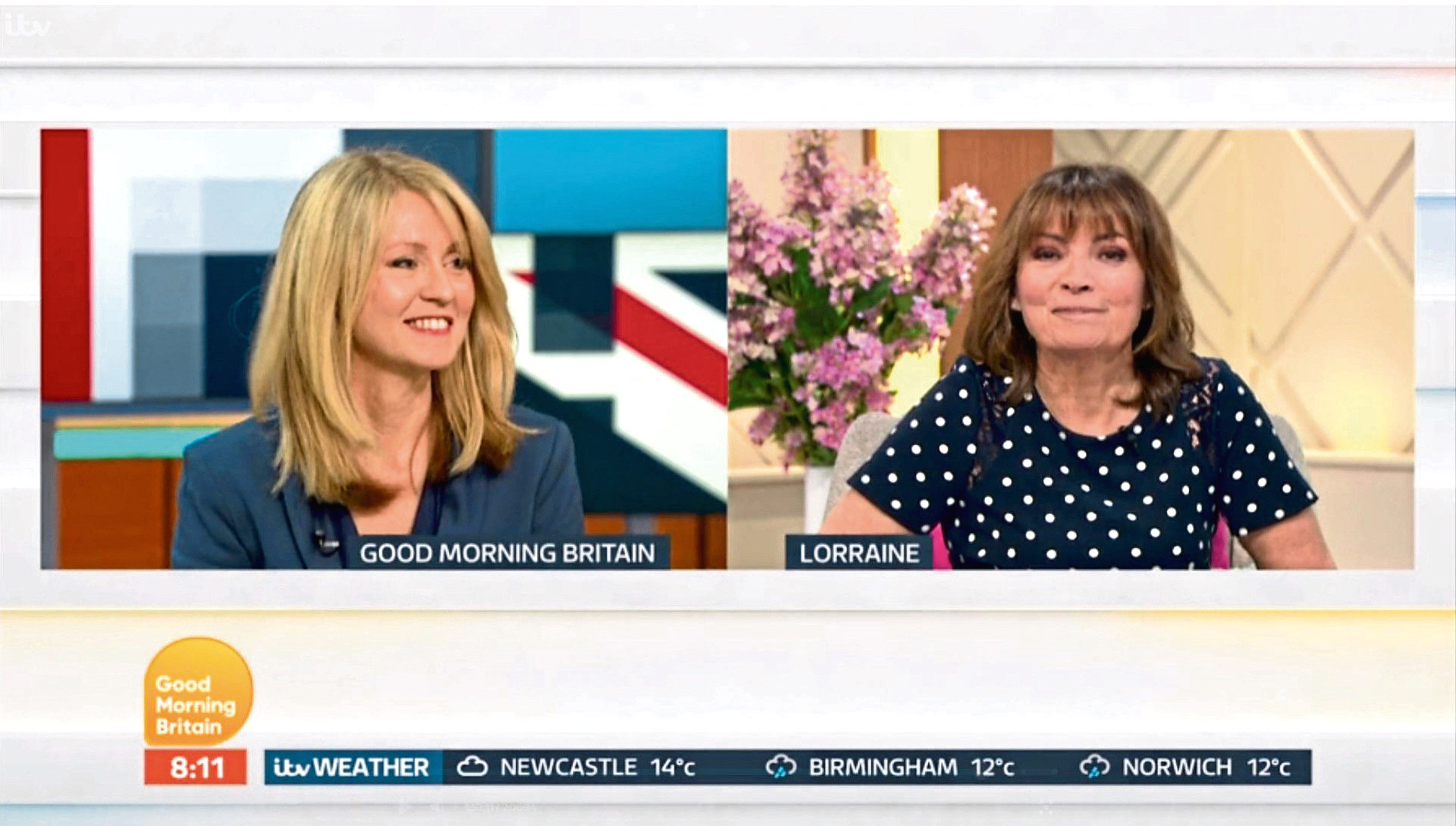 Esther McVey and Lorraine Kelly,
