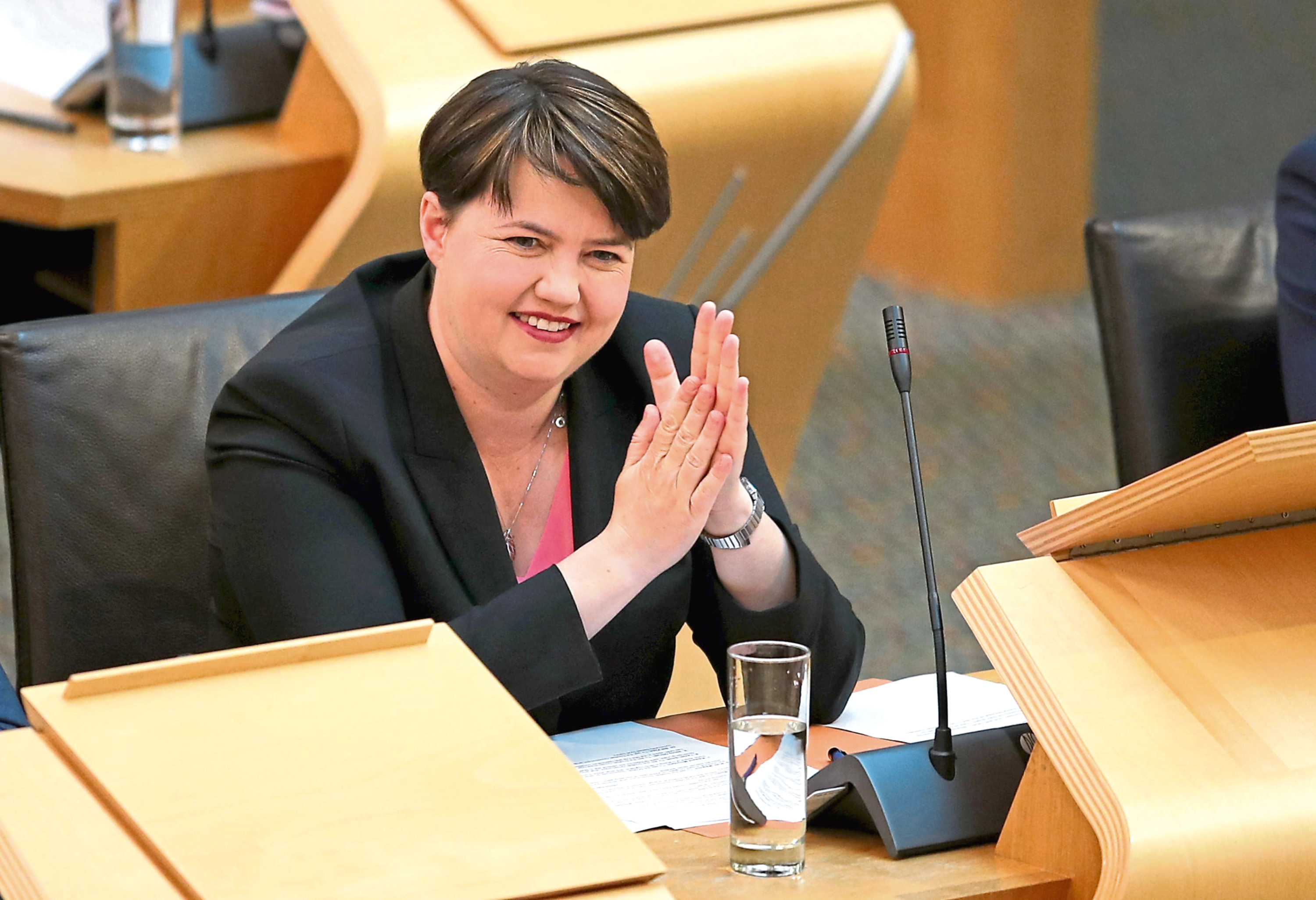 Former Scottish Conservative leader Ruth Davidson during First Minister's Questions at the Scottish Parliament in Edinburgh.