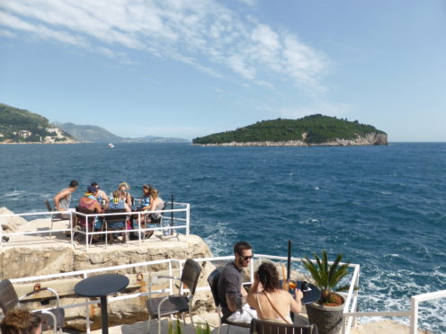 Bridget at the Buza cliff-side bar, Dubrovnik.