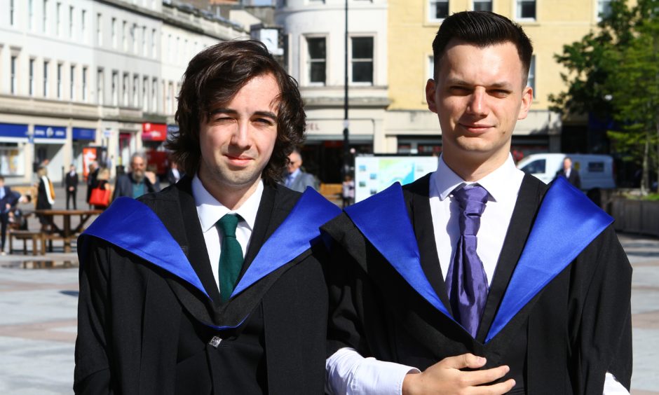 Michael Cockburn and Sebastien Flowerdew, who both graduated with a Diploma In Professional Legal Practice. Picture by
Dougie Nicolson / DCT Media.