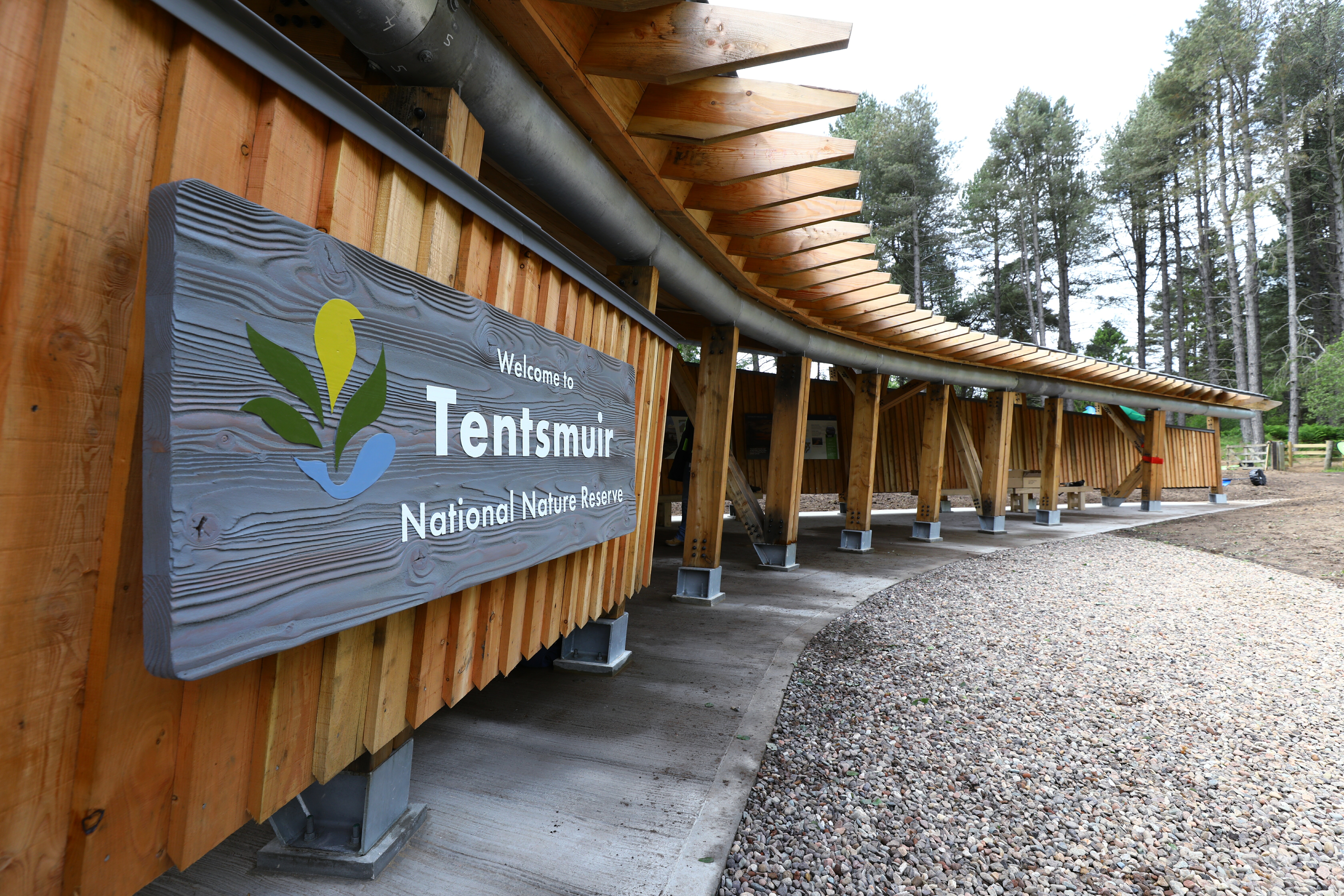 The new education and visitor pavilion at Tentsmuir National Nature Reserve.