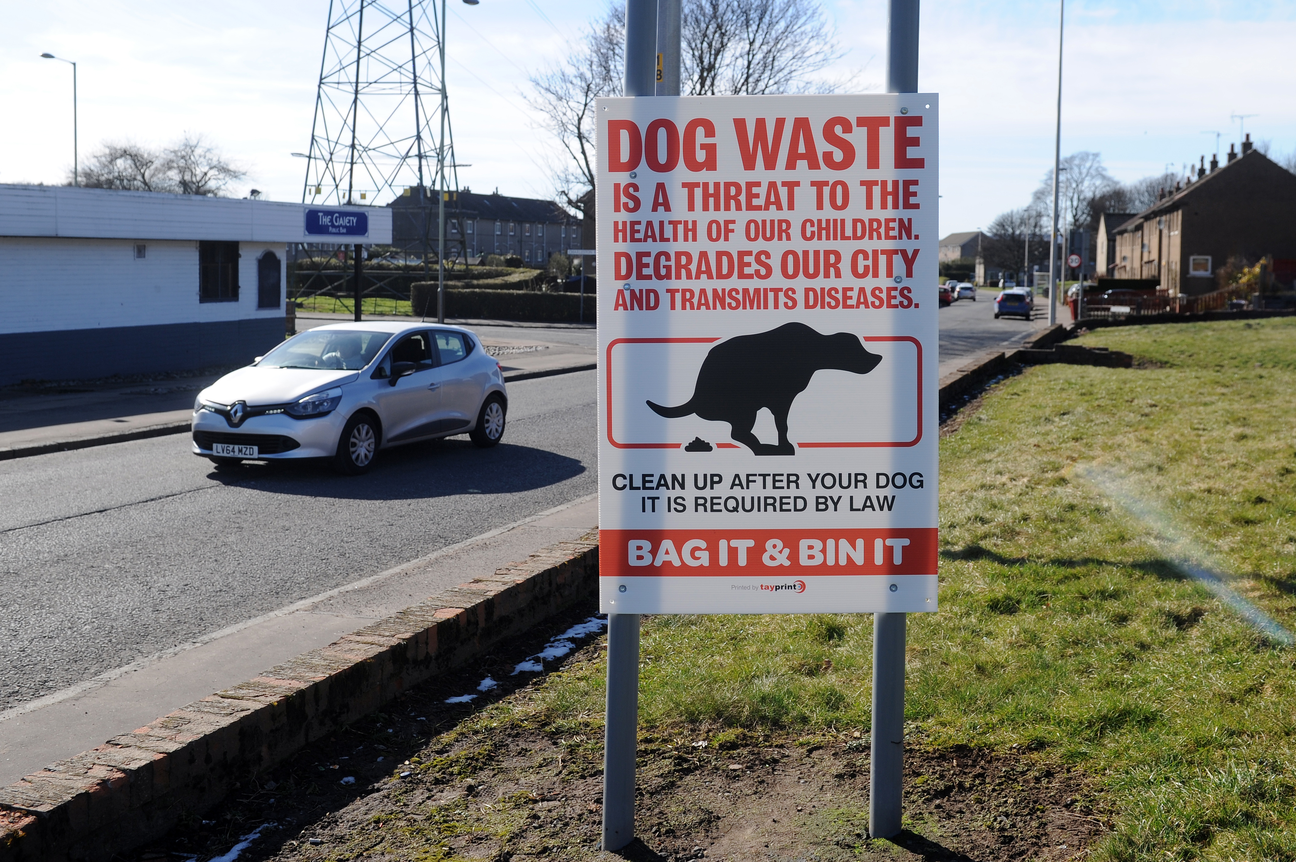 Dundee City Council has invested in signs urging people to pick up their dog poo - but has not been able to enforce most of its fines.