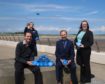 Stephen Gethins MP, Scot Fraser and Mike Will of Scottish Water and ,Vicky Walker, of Fife Council's environmental health team handed out gunk pots in St Andrews to celebrate the success of the fat-busting scheme.