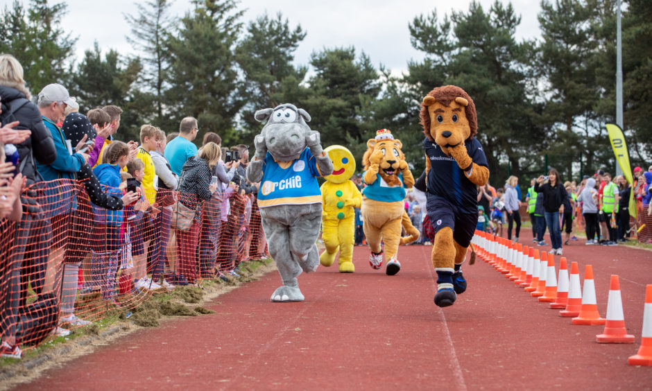 The mascot race ahead of the main event.