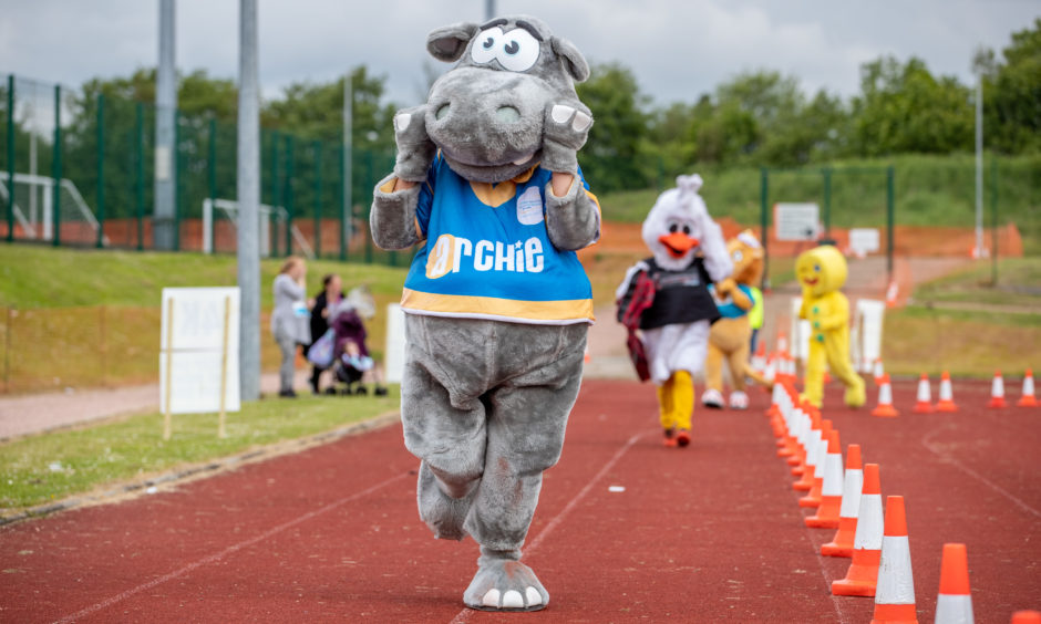 The mascot race ahead of the main event.