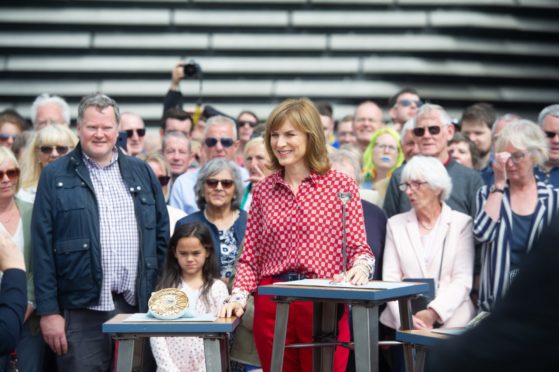 Antiques Roadshow presenter Fiona Bruce outside the V&A.