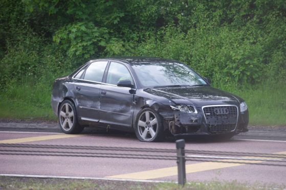 The Audi involved in the accident which caused long tailbacks