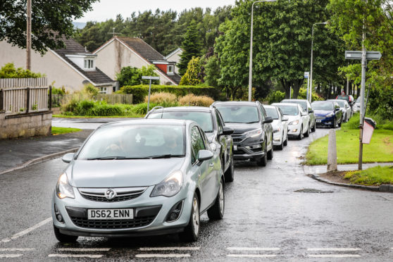 Queuing traffic on Balgillo Road