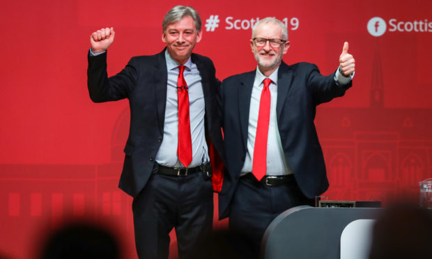 Labour leader Jeremy Corbyn, right, with Richard Leonard.