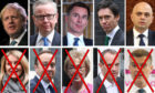 Left to right, top row: Boris Johnson, Dominic Raab, Jeremy Hunt, Rory Stewart, Sajid Javid, (bottom row) Esther McVey, Matt Hancock, Andrea Leadsom, Michael Gove and Mark Harper. (indicated with crosses on face) Health Secretary Matt Hancock is the latest to come out of the Conservative Leadership contest, as he withdrew on Friday morning. Esther McVey, Andrea Leadsom and Mark Harper were previously knocked out of the race following the first ballot on Thursday.