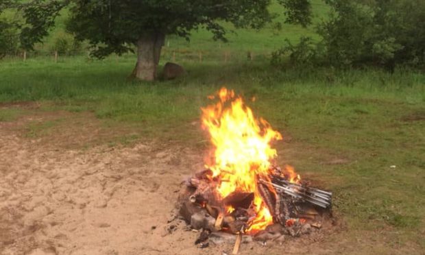 A group of campers left a bonfire raging on the banks of Loch Rannoch