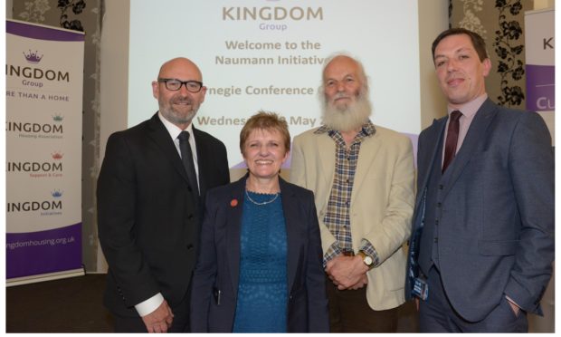 Bill Banks , Cllr Judy Hamilton, Laurie Naumann, and Fife Council housing access and homeless manager Gavin Smith.