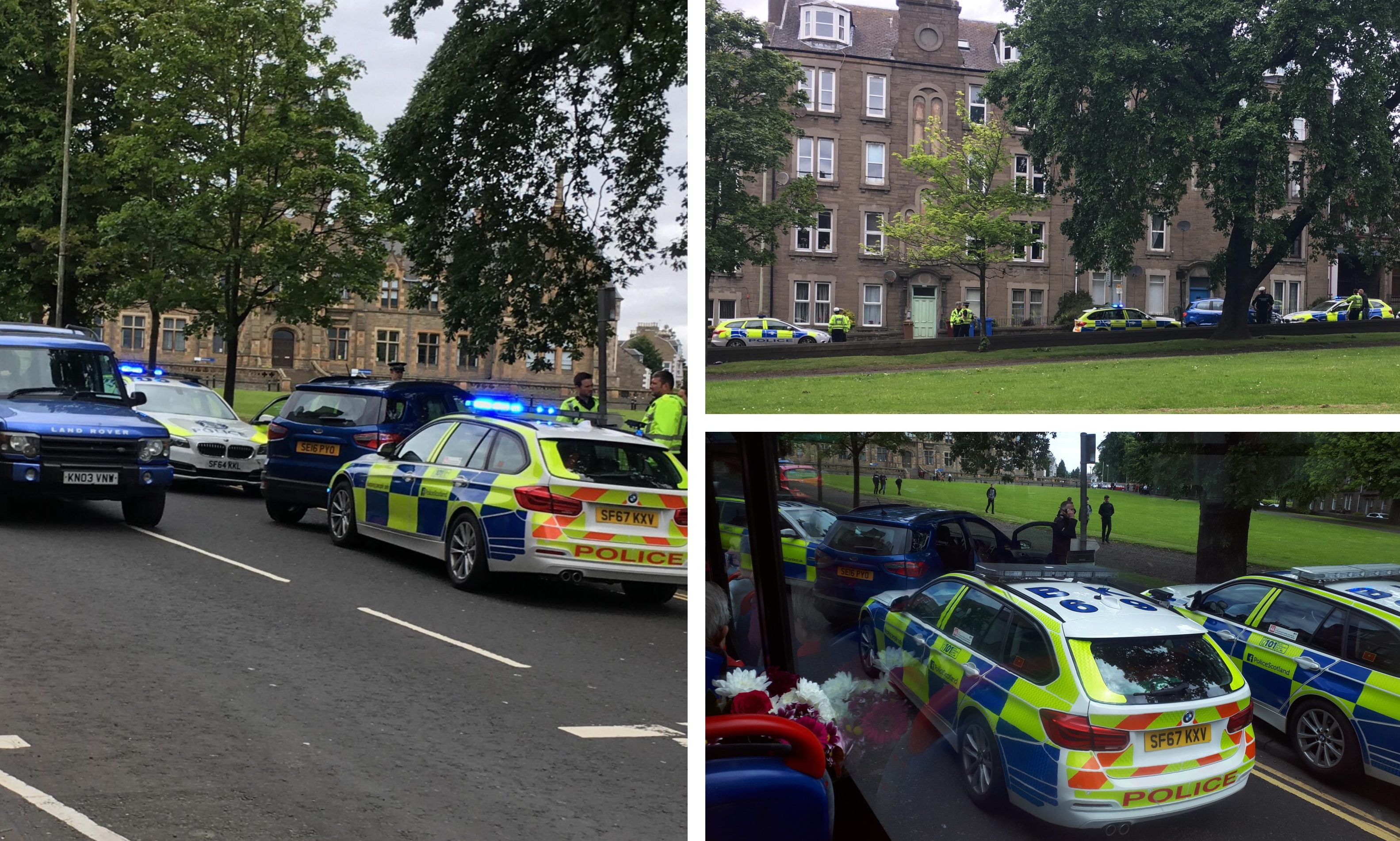 Police on Forfar Road, near Morgan Academy, following the incident.