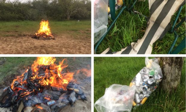 Mess/fire left behind at Loch Rannoch.