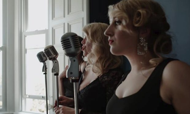 The Vintage Girls. The two microphones in the foreground have been stolen.