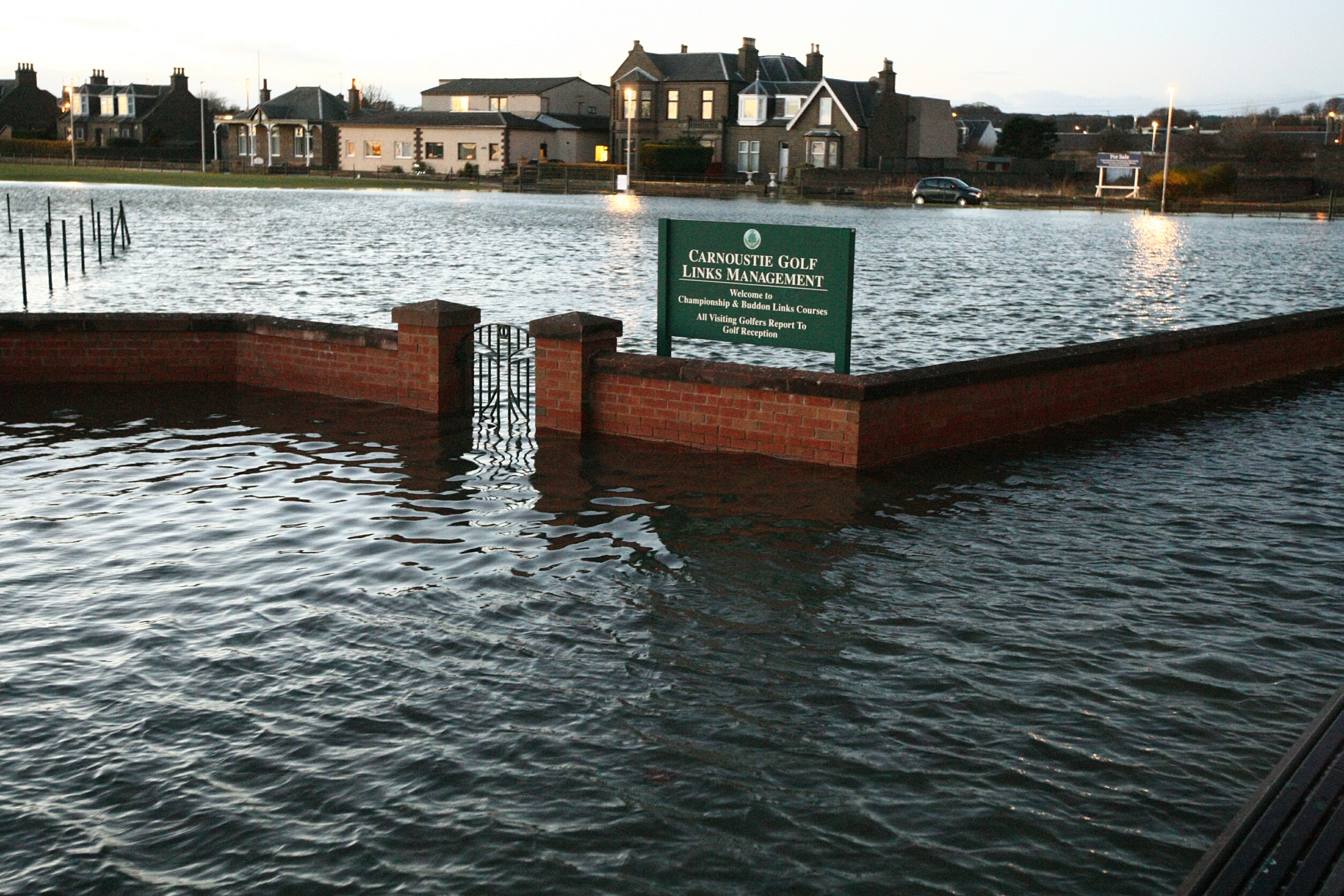 Flooding at Carnoustie Links in December 2015
