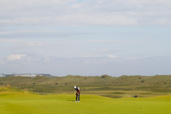 Tiger Woods in glorious isolation in practice at Royal Portrush.