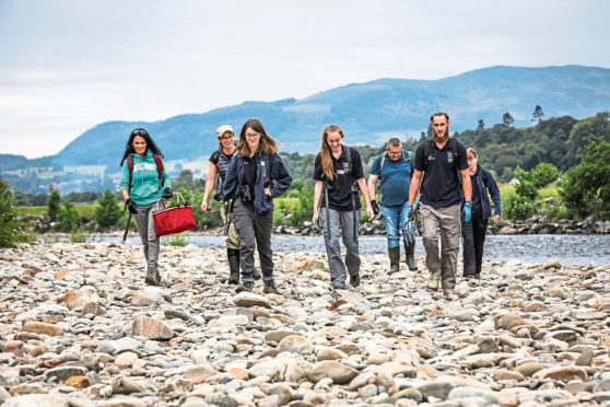 Gayle joins a group of Scottish Wildlife Trust conservation volunteers at Tummel Shingle Island near Pitlochry.