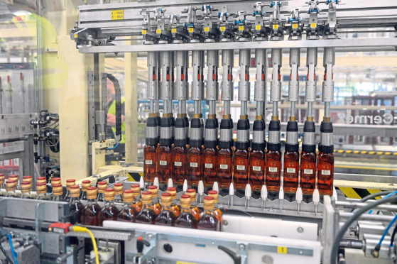 One of the bottling lines at Diageo's bottling facility in Leven.