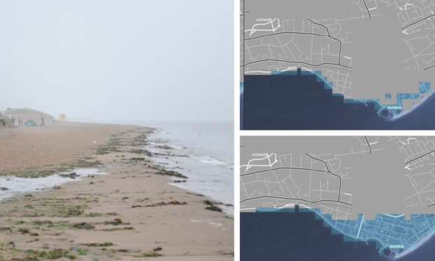 How temperature rises of four degrees and two degrees would cause the River Tay to flood Broughty Ferry.