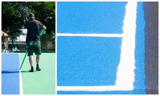 Concern was raised that lines on the tennis courts at Dundee's Baxter Park had been botched