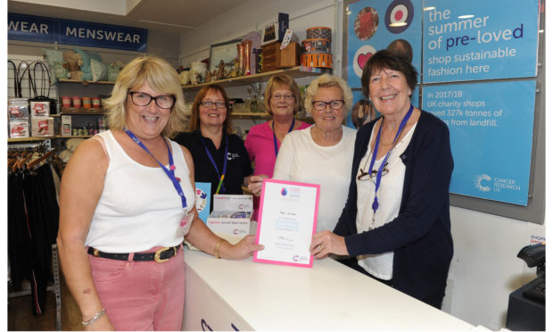 Manager Liz Swankie, Kaeren Gibson, Moira Adam, Cath Halliday, and Anne Duncan