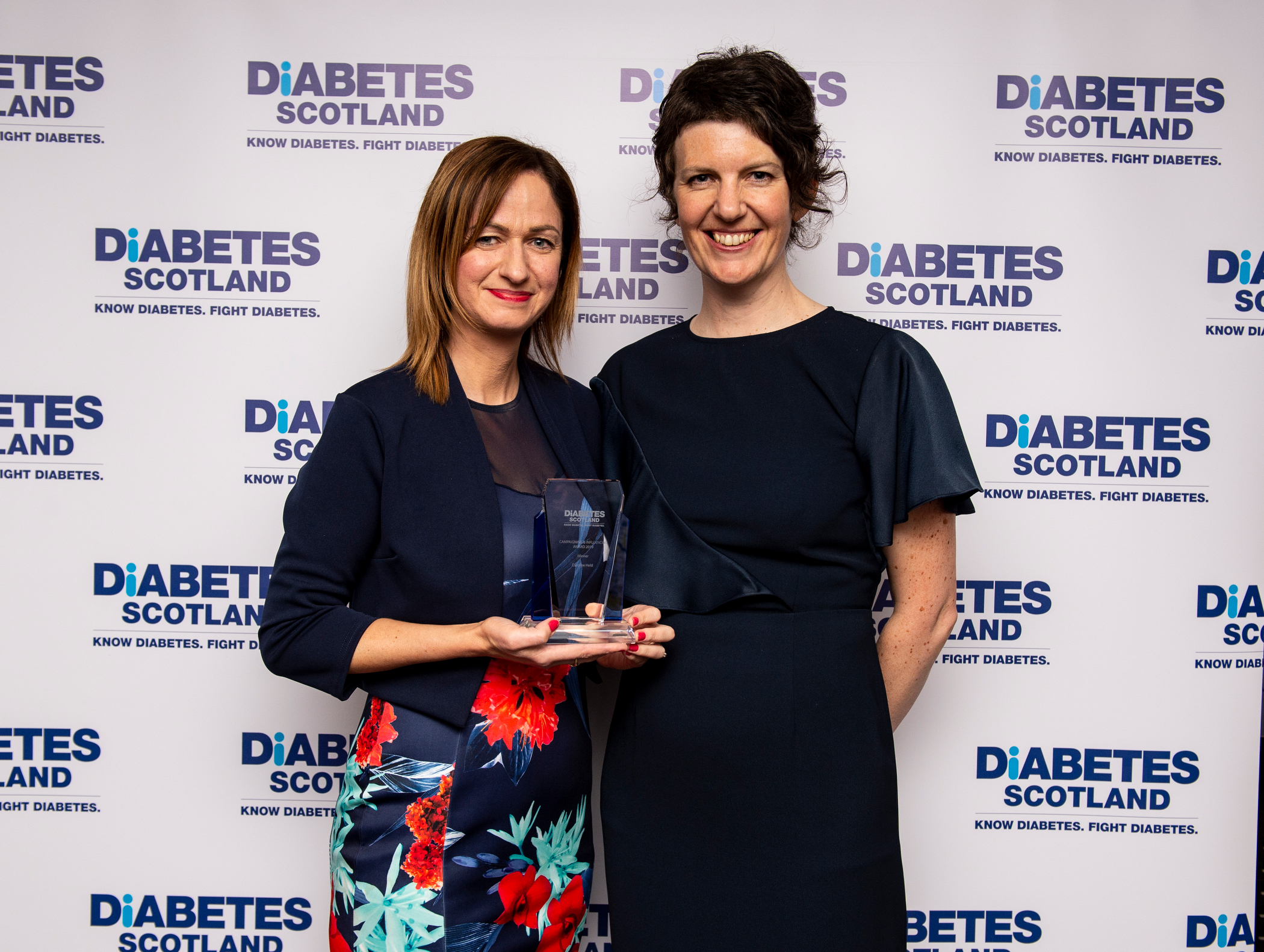 Caroline Held (left) with Angela Mitchell, Diabetes Scotland national director. 
Credit: Ian Jacobs