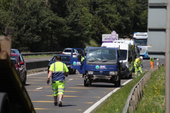 The van was lifted from its side using a specialist vehicle