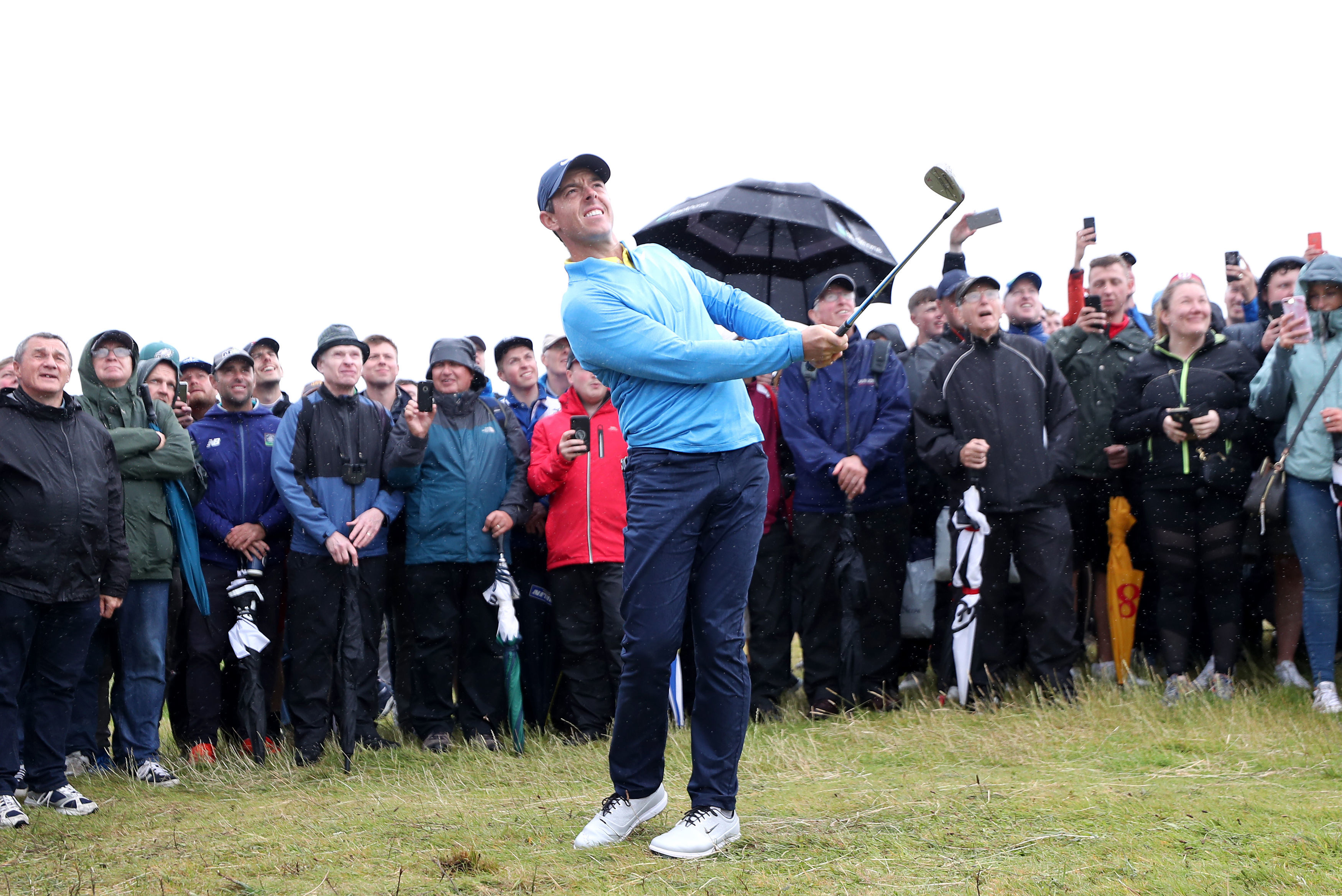 Rory McIlroy was the centre of attention at least for a while in practice at Portrush yesterday.