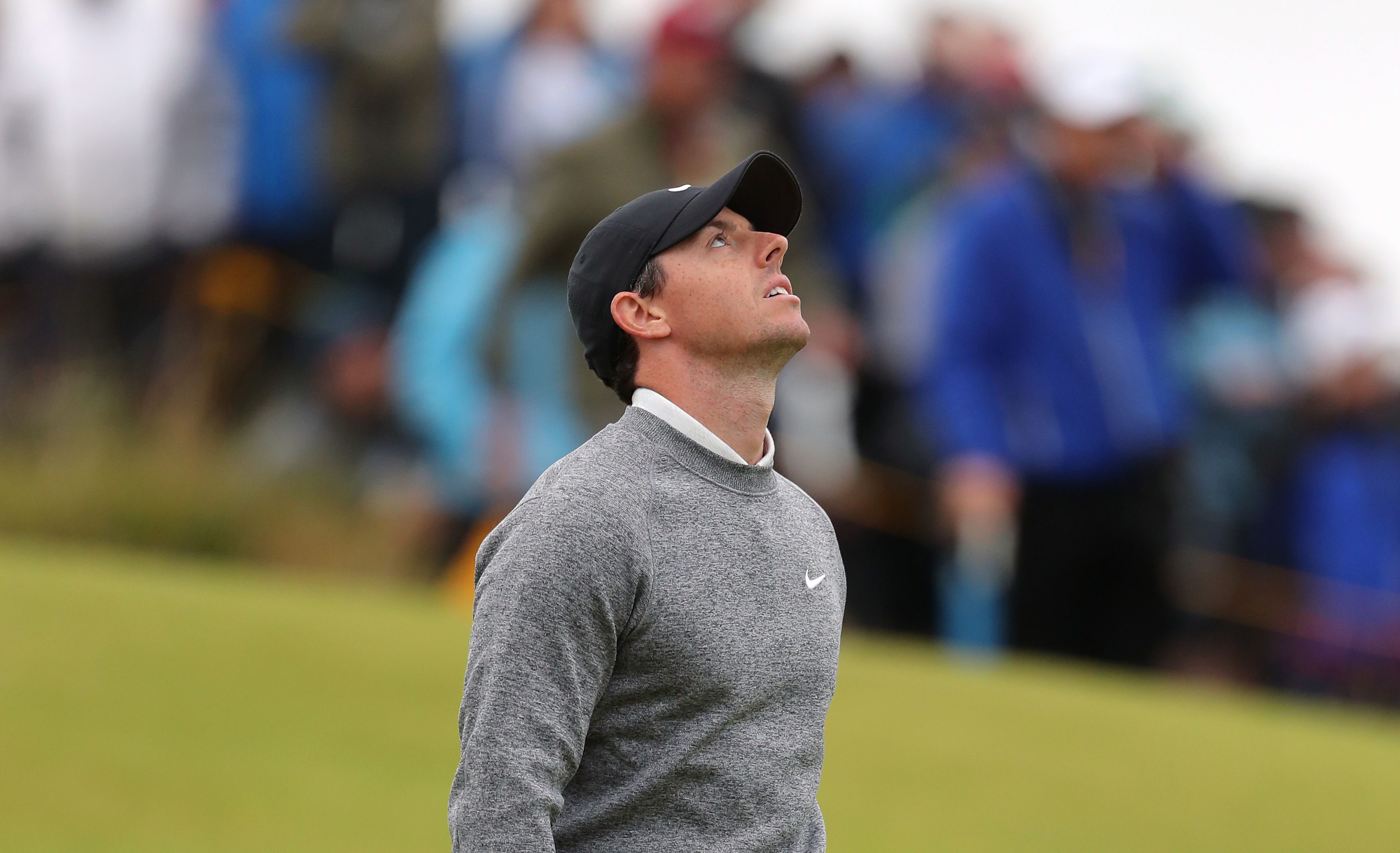 Rory McIlroy reacts emotionally to a missed putt during his final round comeback.